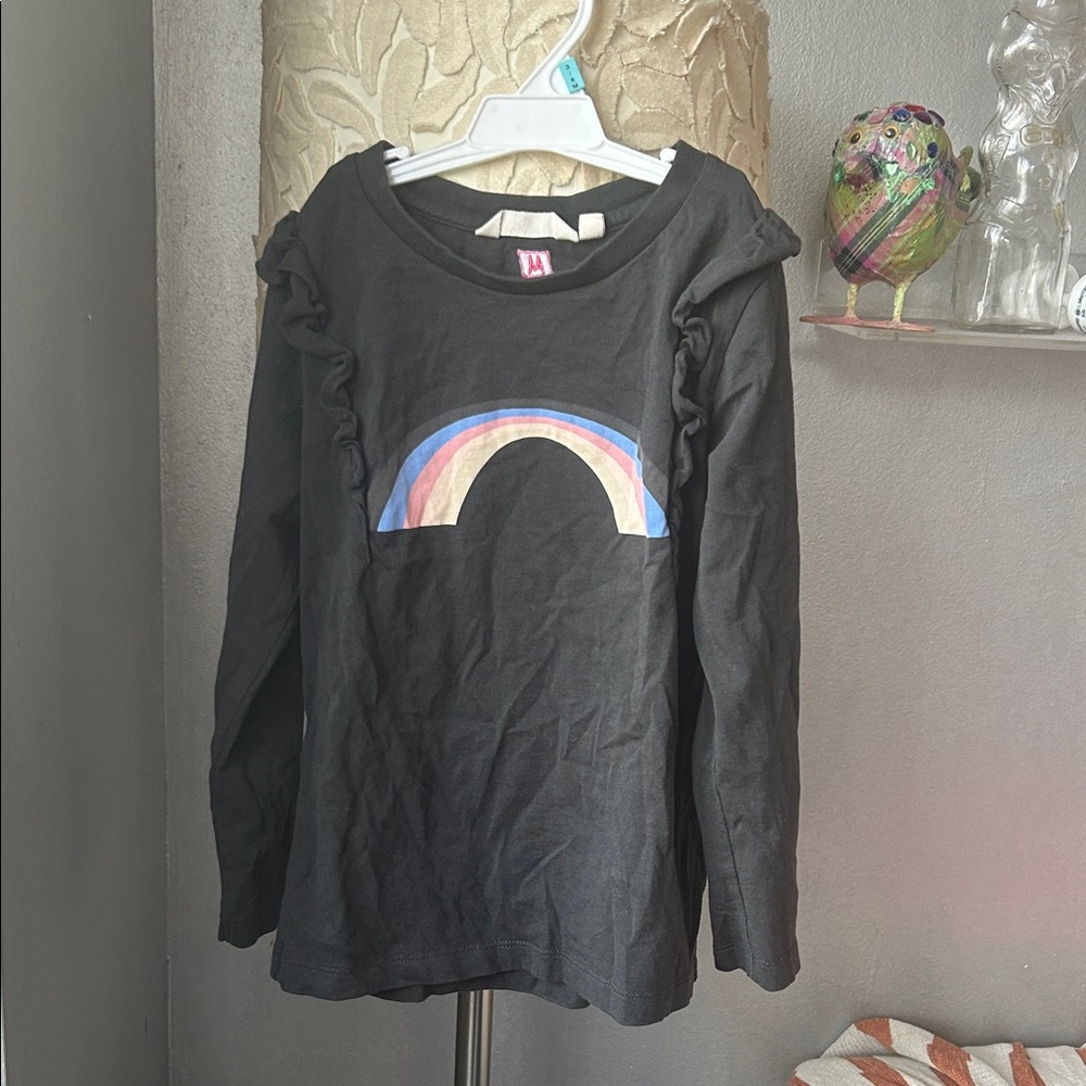 Munstr dark greyLong Sleeve Tee with Pastel Rainbow